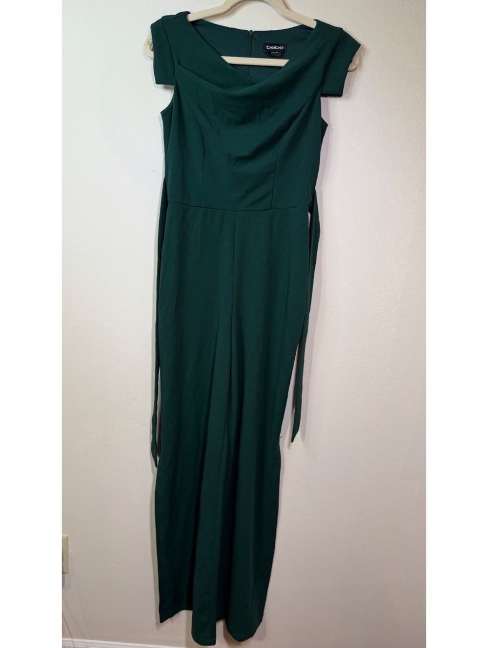 bebe Dark Green Elegant Jumpsuit Size 4 Made in USA